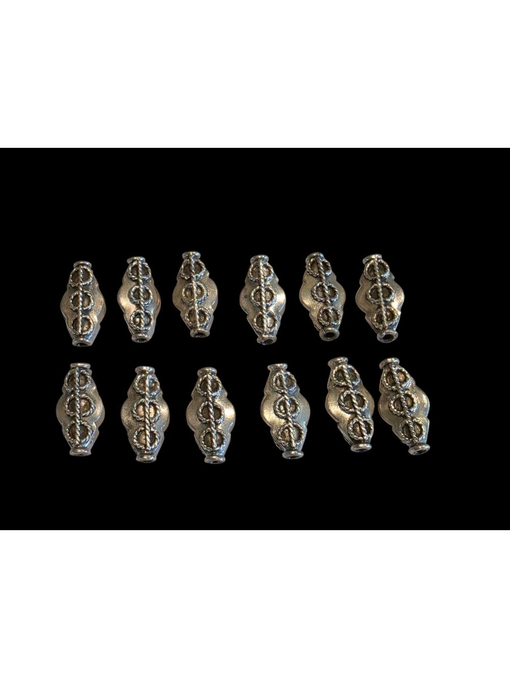 Vintage Bali Sterling Silver Marquise Infinity Wire Beads 19mm Lot of 12 26g 925